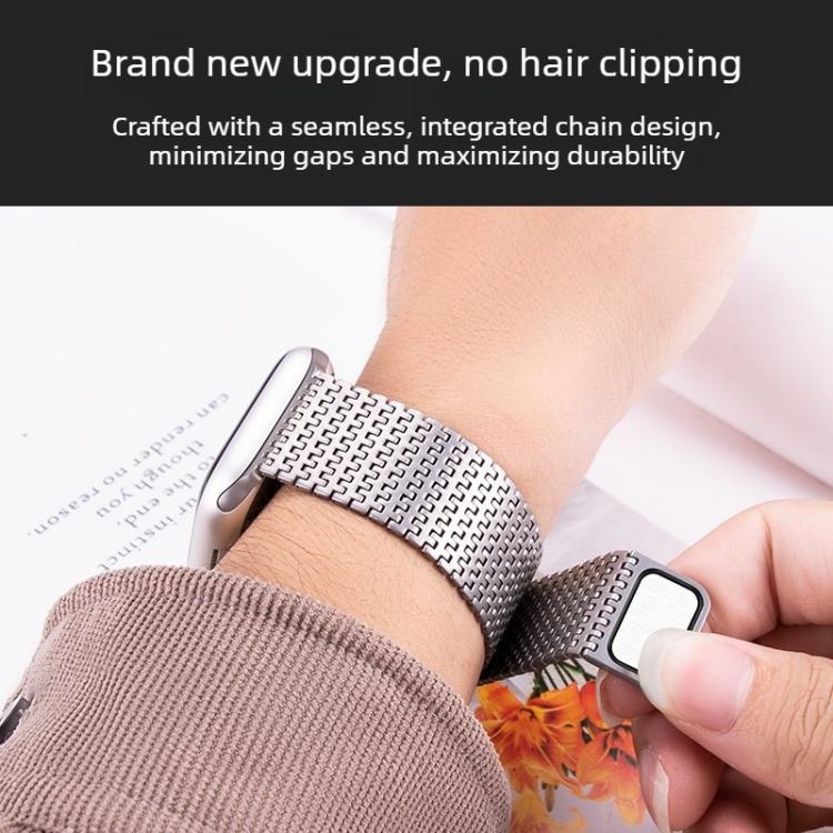 For Apple Watch 42mm / 41mm / 40mm / 38mm Pin-Chain Milanese Magnetic Watch Band(Graphite) - Image 6