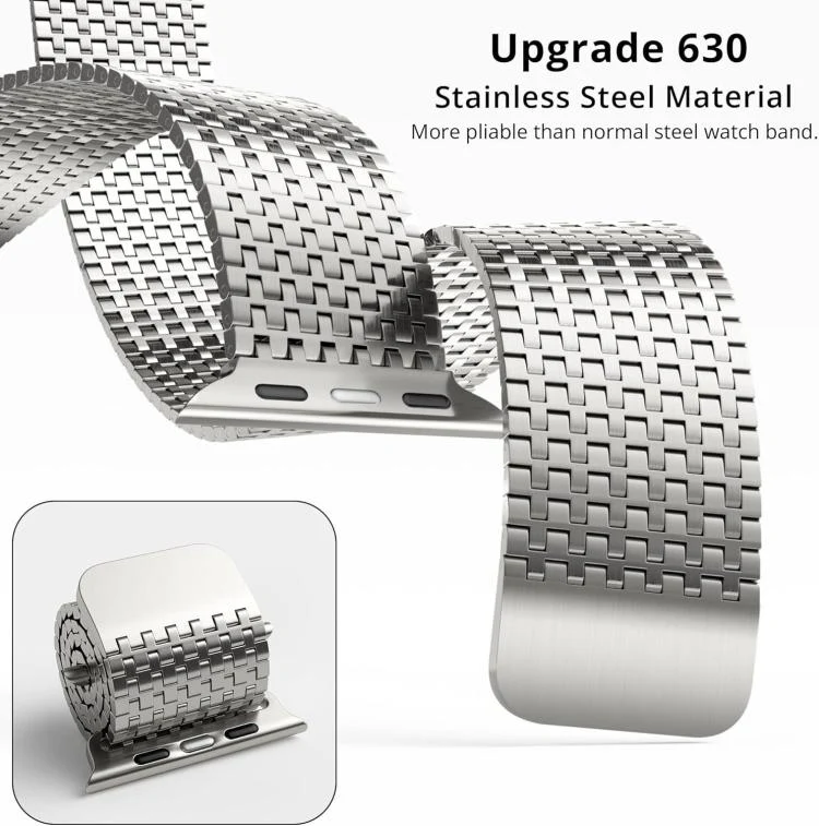 For Apple Watch 42mm / 41mm / 40mm / 38mm Pin-Chain Milanese Magnetic Watch Band(Rose Gold) - Image 5