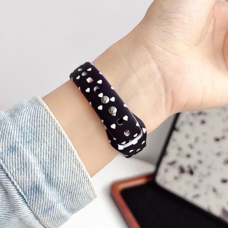 For Apple Watch 42mm / 41mm / 40mm / 38mm Slim Printed Reverse Buckle Silicone Watch Band(White Stars on Black) - Image 4