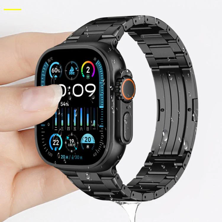 For Apple Watch 46mm / 49mm / 45mm / 44mm Double Press Folding Clasp Titanium Watch Band(Titanium) - Image 6