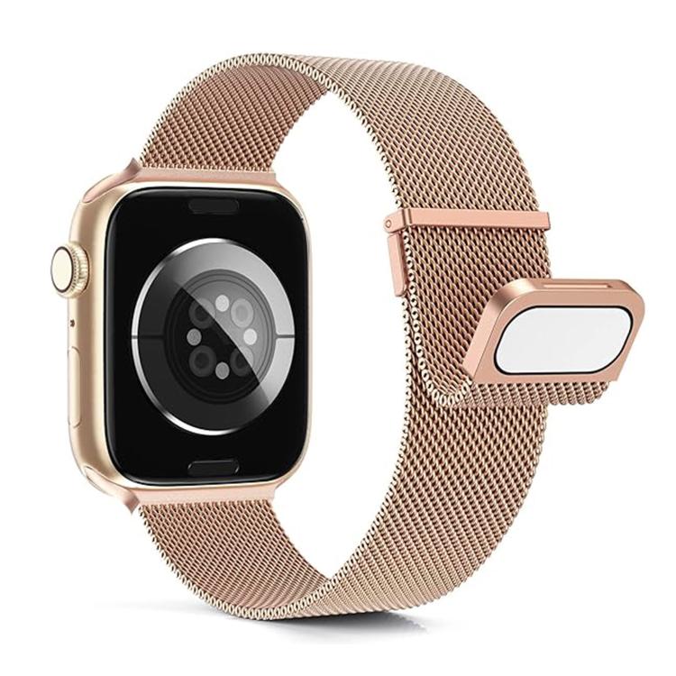 For Apple Watch 46mm / 49mm / 45mm / 44mm Kalebol Double Link Milanese Double Magnetic Stainless Steel Watch Band(Rose Gold) - Image 2