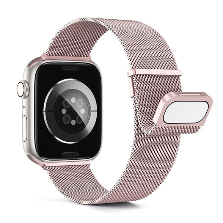 For Apple Watch 46mm / 49mm / 45mm / 44mm Kalebol Double Link Milanese Double Magnetic Stainless Steel Watch Band(Rose Pink) - Image 2