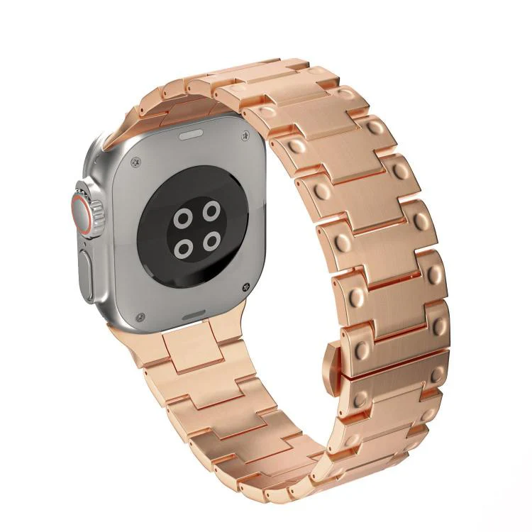 For Apple Watch 46mm / 49mm / 45mm / 44mm Mechanical-Style Butterfly Clasp Metal Watch Band(Rose Gold) - Image 3