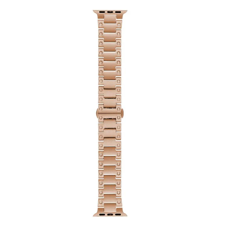 For Apple Watch 46mm / 49mm / 45mm / 44mm Mechanical-Style Butterfly Clasp Metal Watch Band(Rose Gold) - Image 4