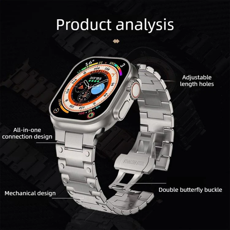 For Apple Watch 46mm / 49mm / 45mm / 44mm Mechanical-Style Butterfly Clasp Metal Watch Band(Rose Gold) - Image 6