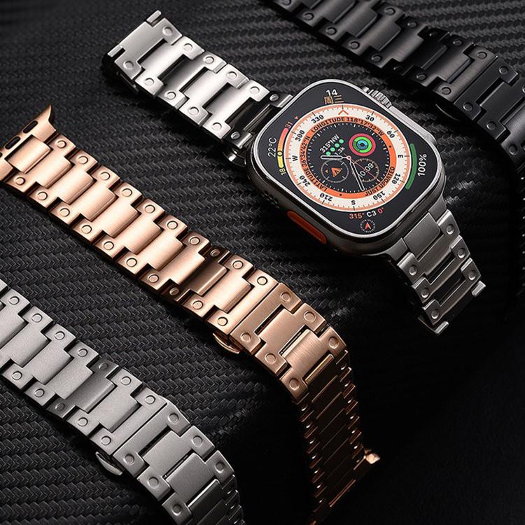 For Apple Watch 46mm / 49mm / 45mm / 44mm Mechanical-Style Butterfly Clasp Metal Watch Band(Rose Gold) - Image 7