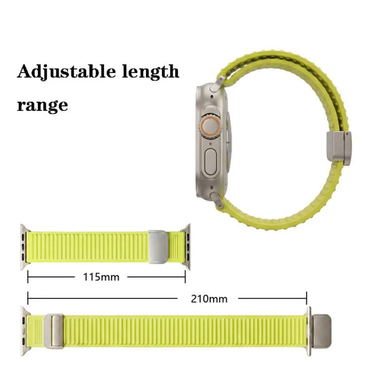 For Apple Watch 46mm / 49mm / 45mm / 44mm Mountain Pattern Loop Magnetic Buckle Silicone Watch Band(Starlight) - Image 5