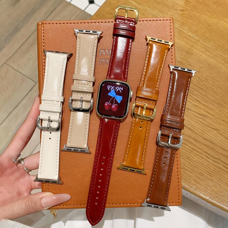 For Apple Watch 46mm / 49mm / 45mm / 44mm Oil Waxed Genuine Leather Pin Buckle Watch Band(Brown) - Image 7