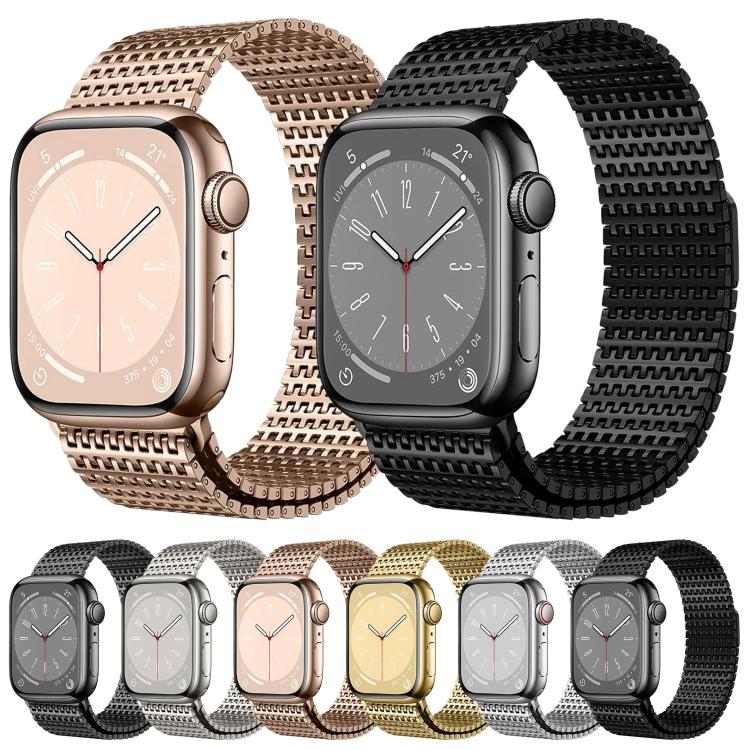For Apple Watch 46mm / 49mm / 45mm / 44mm Pin-Chain Milanese Magnetic Watch Band(Starlight Titanium) - Image 2