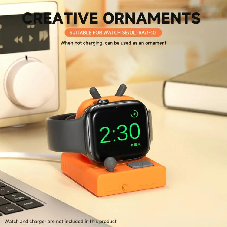 For Apple Watch Desktop Stand Silicone Base, Without Charger(Orange) - Image 5