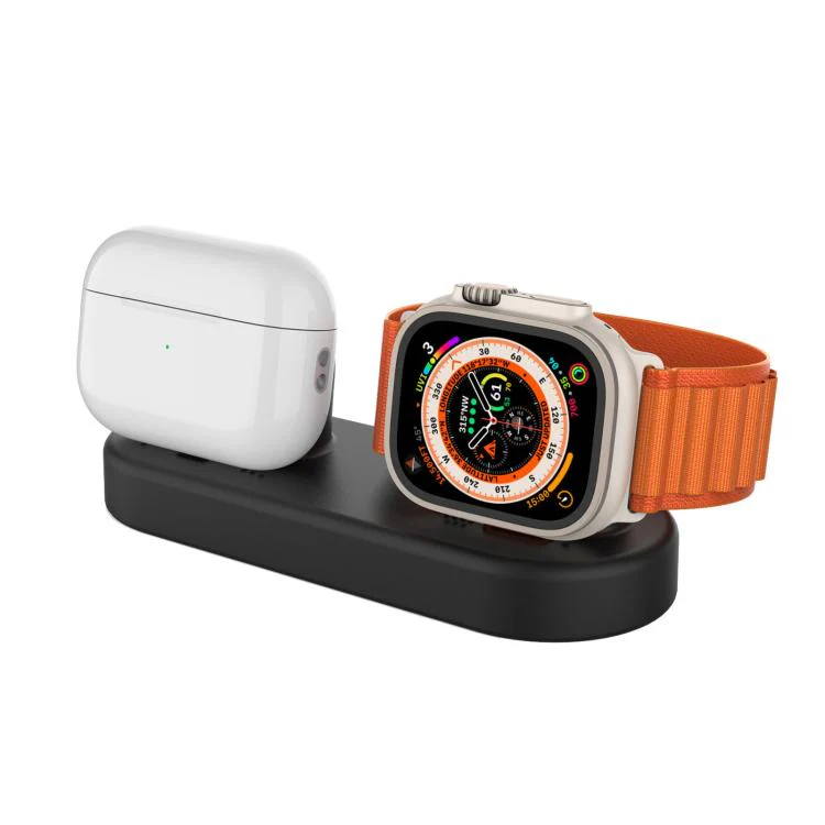 For Apple Watch / Earphone AhaStyle DD97 Storage Base 2 In 1 Desktop Charging Silicone Dock(Black) - Image 7
