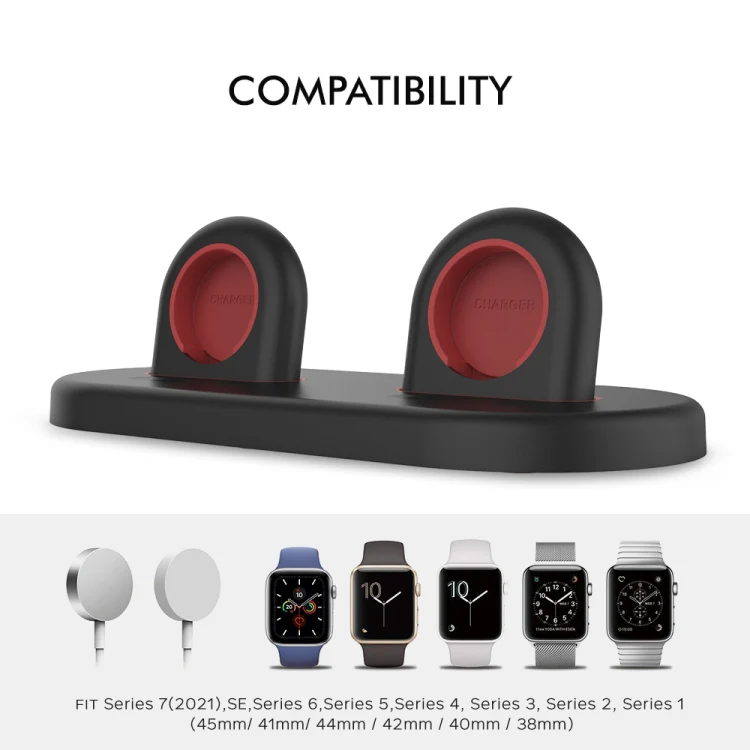 For Apple Watch / Earphone AhaStyle PT116 Universal Plastic Stand Dual Charging Storage Base(Black) - Image 3