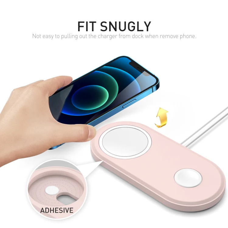 For Apple Watch / iPhone AhaStyle PT135 2 In 1 Silicone Wireless Charging Base(Midnight Blue) - Image 3