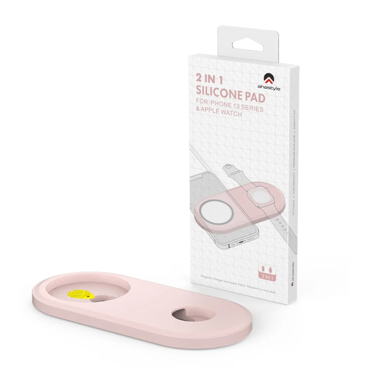 For Apple Watch / iPhone AhaStyle PT135 2 In 1 Silicone Wireless Charging Base(Pink) - Image 8
