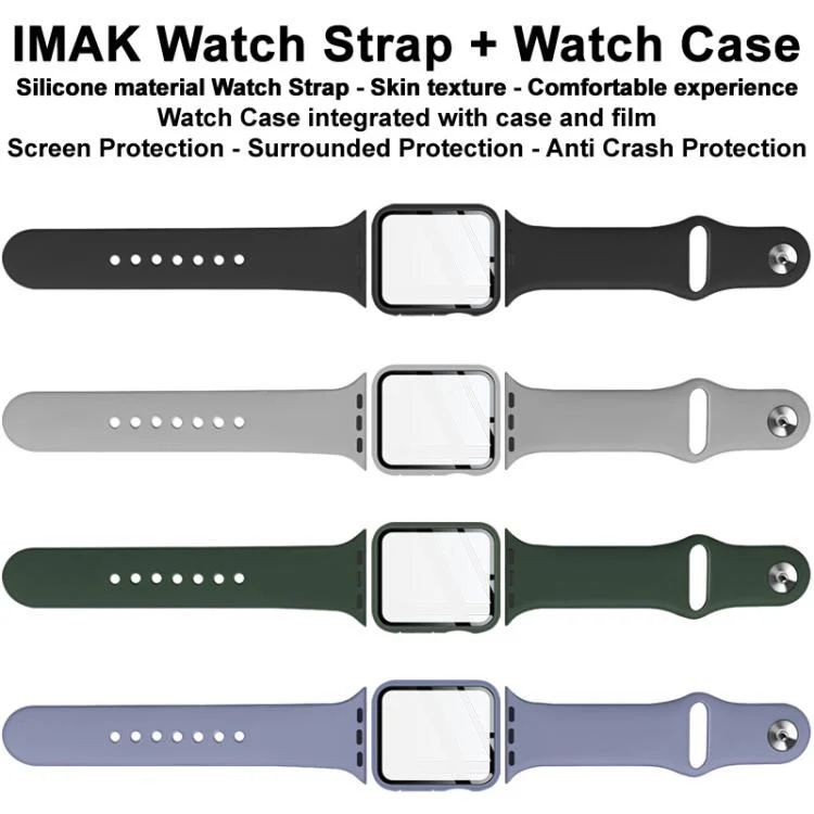 For Apple Watch SE 1/2/3/Series 4/5/6 40mm imak Integrated Case and Film with Silicone Strap(Black) - Image 4
