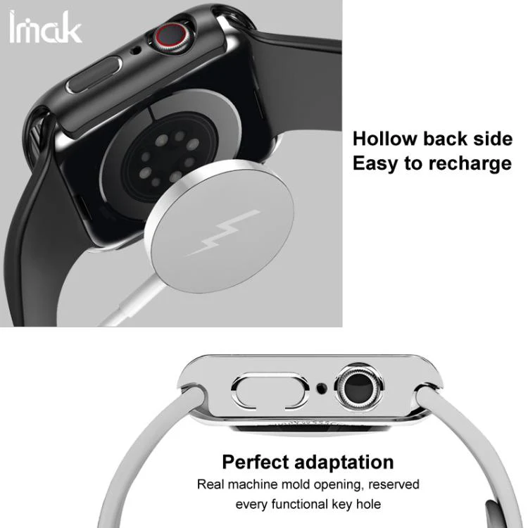 For Apple Watch SE 1/2/3/Series 4/5/6 40mm imak Integrated Case and Film with Silicone Strap(Black) - Image 8
