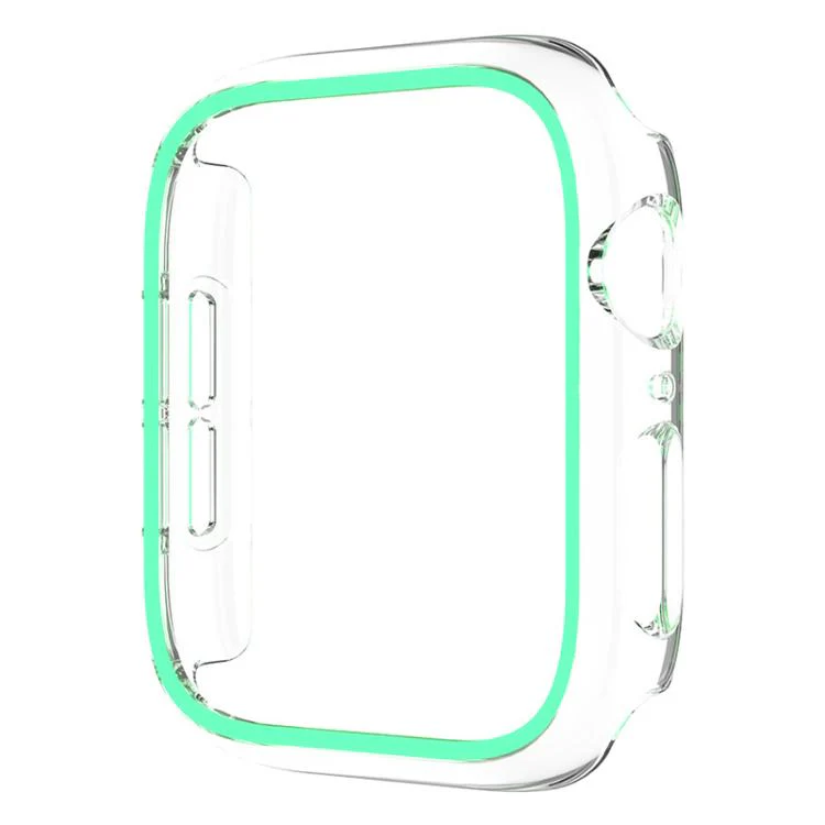 For Apple Watch Series 11 46mm / 10 46mm XDfind Transparent Luminous Half Coverage Hollow PC Watch Case(Green) - Image 2