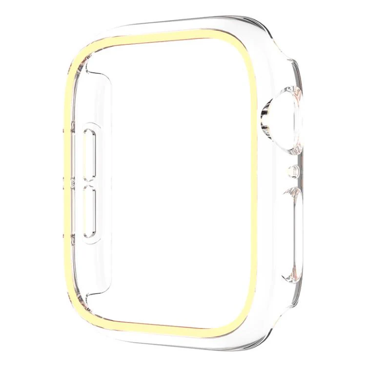 For Apple Watch Series 44mm XDfind Transparent Luminous Half Coverage Hollow PC Watch Case(Orange) - Image 2