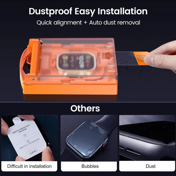 For Apple Watch Series 6 / 5 / 4 / SE 40mm 2pcs Easy Install Box Dust-Free Screen-printed Tempered Glass Film(Transparent + Black Edge) - Image 6