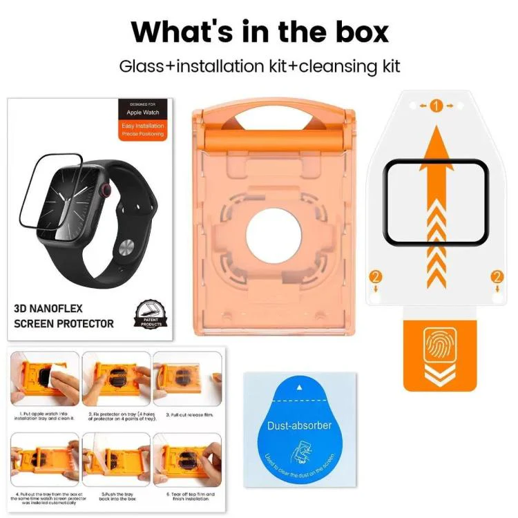 For Apple Watch Series 6 / 5 / 4 / SE 40mm 2pcs Easy Install Box Dust-Free Screen-printed Tempered Glass Film(Transparent + Black Edge) - Image 8