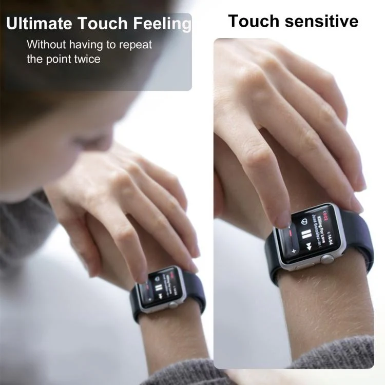 For Apple Watch Series 9 / 8 / 7 41mm Easy Install Box Dust-Free Screen-printed Tempered Glass Film(Transparent + Black Edge) - Image 2