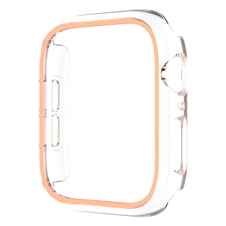 For Apple Watch Series 9 / 8 / 7 41mm XDfind Transparent Luminous Half Coverage Hollow PC Watch Case(Pink) - Image 2