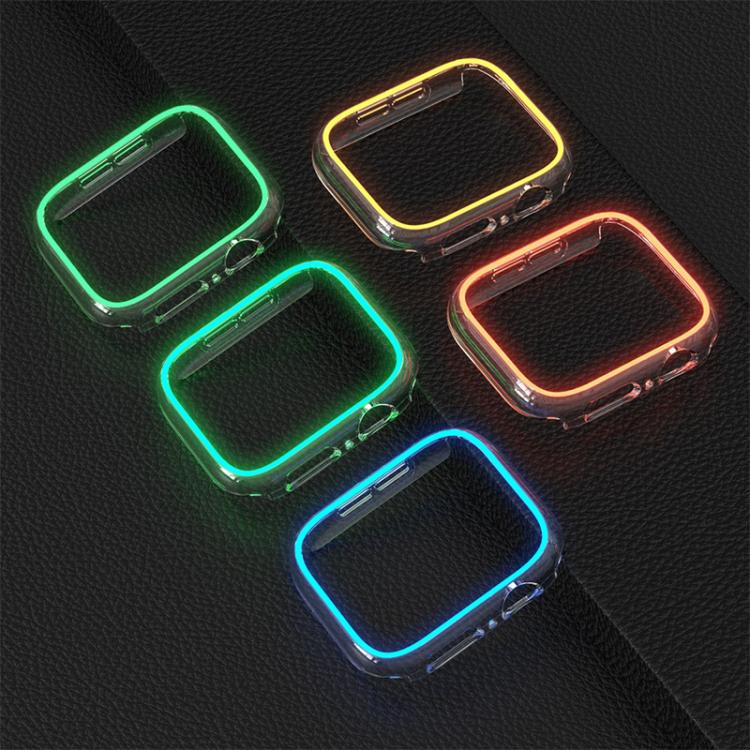 For Apple Watch Series 9 / 8 / 7 41mm XDfind Transparent Luminous Half Coverage Hollow PC Watch Case(Pink) - Image 4