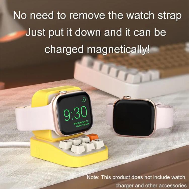 For Apple Watch Typewriter Style Stand Wireless Charging Silicone Base(Gray) - Image 3