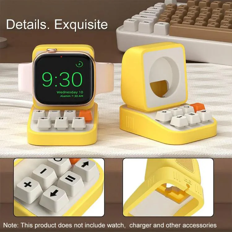 For Apple Watch Typewriter Style Stand Wireless Charging Silicone Base(Gray) - Image 7