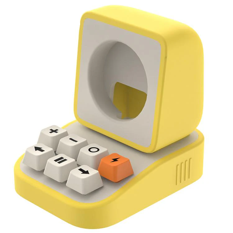 For Apple Watch Typewriter Style Stand Wireless Charging Silicone Base(Yellow)
