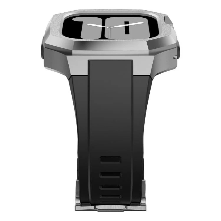 For Apple Watch Ultra 3 / 2 / 1 49mm Stainless Steel Protective Case Integrated Fluororubber Watch Band(Silver) - Image 5