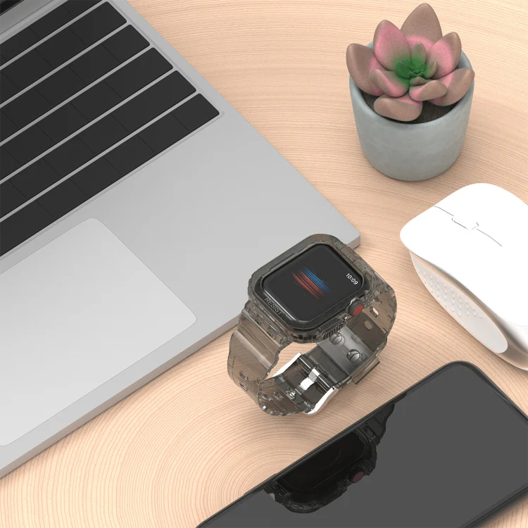 For Apple Watch Ultra 49mm Armor Integrated TPU Watch Band(Transparent Black) - Image 5