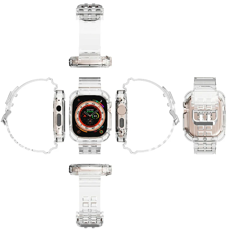For Apple Watch Ultra 49mm Glacier Transparent TPU Integrated Watch Band(Orange) - Image 3