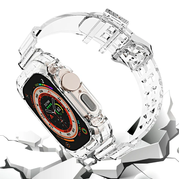 For Apple Watch Ultra 49mm Glacier Transparent TPU Integrated Watch Band(Orange) - Image 5