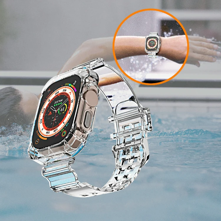For Apple Watch Ultra 49mm Glacier Transparent TPU Integrated Watch Band(Orange) - Image 6
