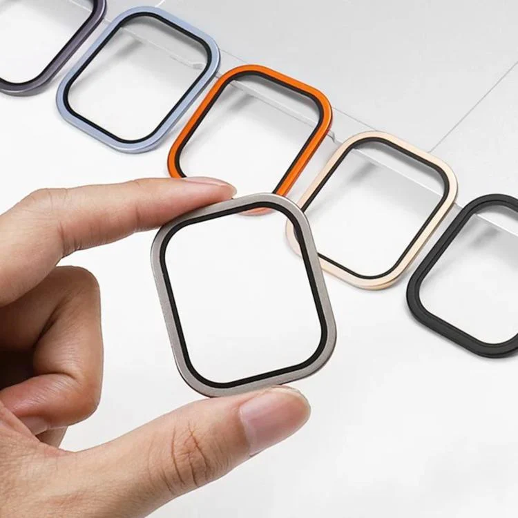 For Apple Watch Ultra 49mm Titanium Metal Frame Tempered Glass Watch Film(Blue) - Image 4
