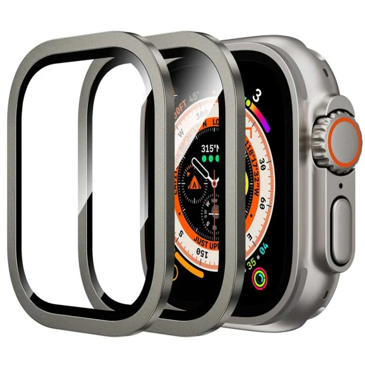 For Apple Watch Ultra 49mm Titanium Metal Frame Tempered Glass Watch Film(Silver) - Image 3