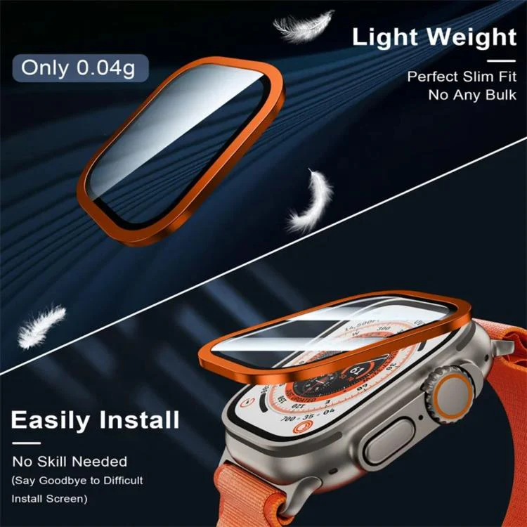 For Apple Watch Ultra 49mm Titanium Metal Frame Tempered Glass Watch Film(Silver) - Image 5