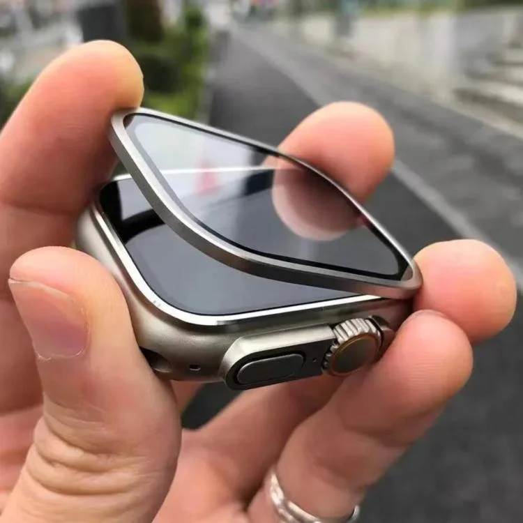 For Apple Watch Ultra 49mm Titanium Metal Frame Tempered Glass Watch Film(Silver) - Image 8
