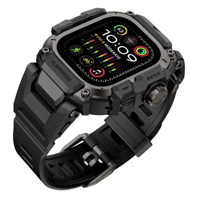 For Apple Watch Ultra3 / Ultra2 / Ultra 49mm Metal Connector Case Integrated TPU Watch Band(Black) - Image 2