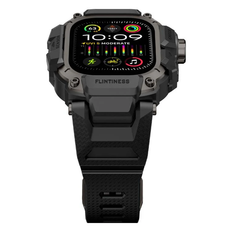 For Apple Watch Ultra3 / Ultra2 / Ultra 49mm Metal Connector Case Integrated TPU Watch Band(Black) - Image 3