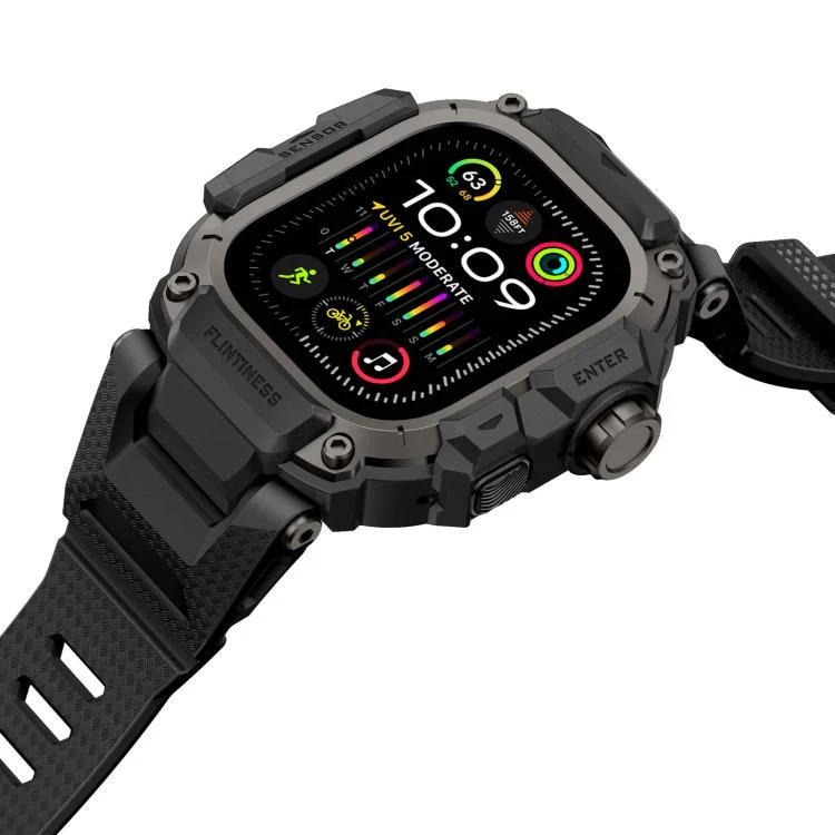 For Apple Watch Ultra3 / Ultra2 / Ultra 49mm Metal Connector Case Integrated TPU Watch Band(Black) - Image 4