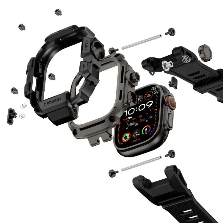 For Apple Watch Ultra3 / Ultra2 / Ultra 49mm Metal Connector Case Integrated TPU Watch Band(Black) - Image 7