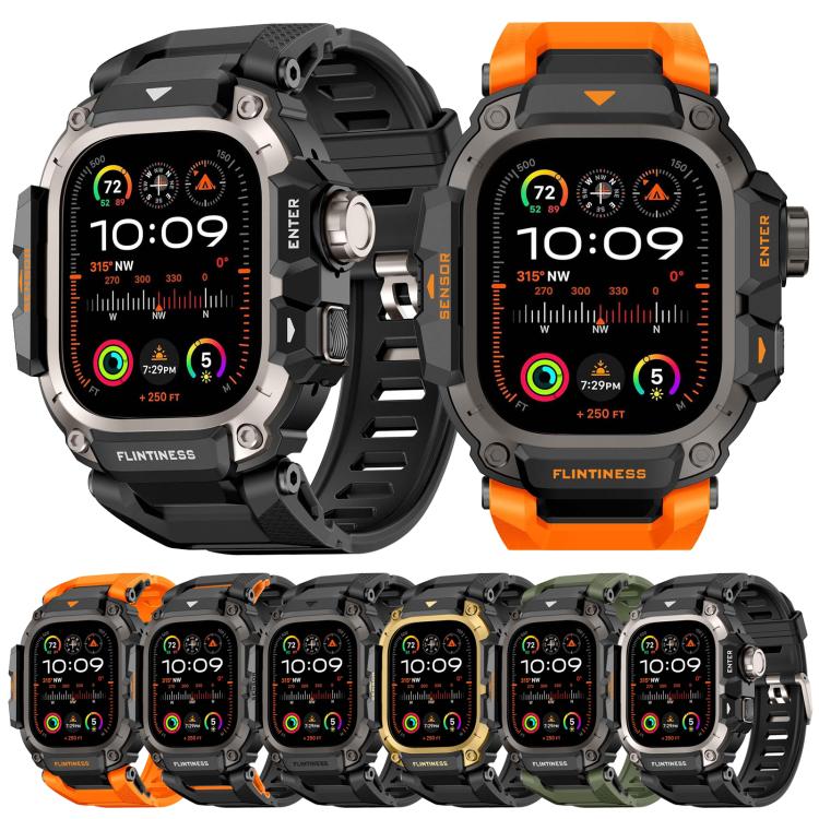 For Apple Watch Ultra3 / Ultra2 / Ultra 49mm Metal Connector Case Integrated TPU Watch Band(Black) - Image 8