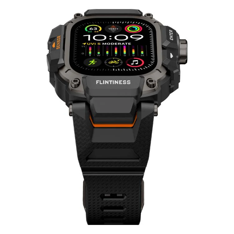 For Apple Watch Ultra3 / Ultra2 / Ultra 49mm Metal Connector Case Integrated TPU Watch Band(Black Orange) - Image 3