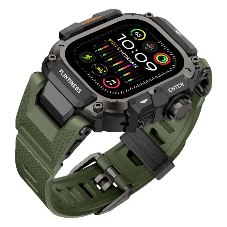 For Apple Watch Ultra3 / Ultra2 / Ultra 49mm Metal Connector Case Integrated TPU Watch Band(Green) - Image 2