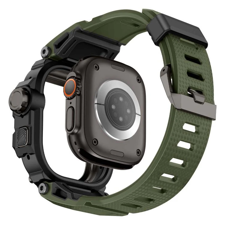 For Apple Watch Ultra3 / Ultra2 / Ultra 49mm Metal Connector Case Integrated TPU Watch Band(Green) - Image 5