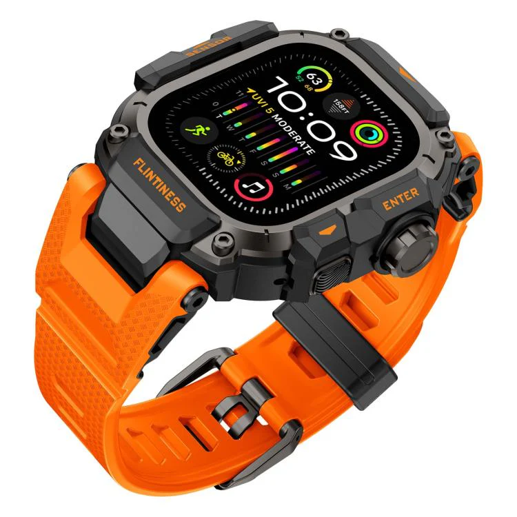 For Apple Watch Ultra3 / Ultra2 / Ultra 49mm Metal Connector Case Integrated TPU Watch Band(Orange) - Image 2