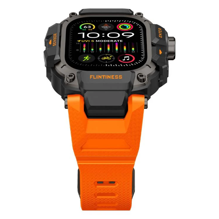 For Apple Watch Ultra3 / Ultra2 / Ultra 49mm Metal Connector Case Integrated TPU Watch Band(Orange) - Image 3