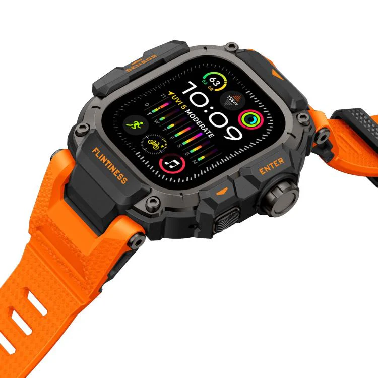 For Apple Watch Ultra3 / Ultra2 / Ultra 49mm Metal Connector Case Integrated TPU Watch Band(Orange) - Image 4